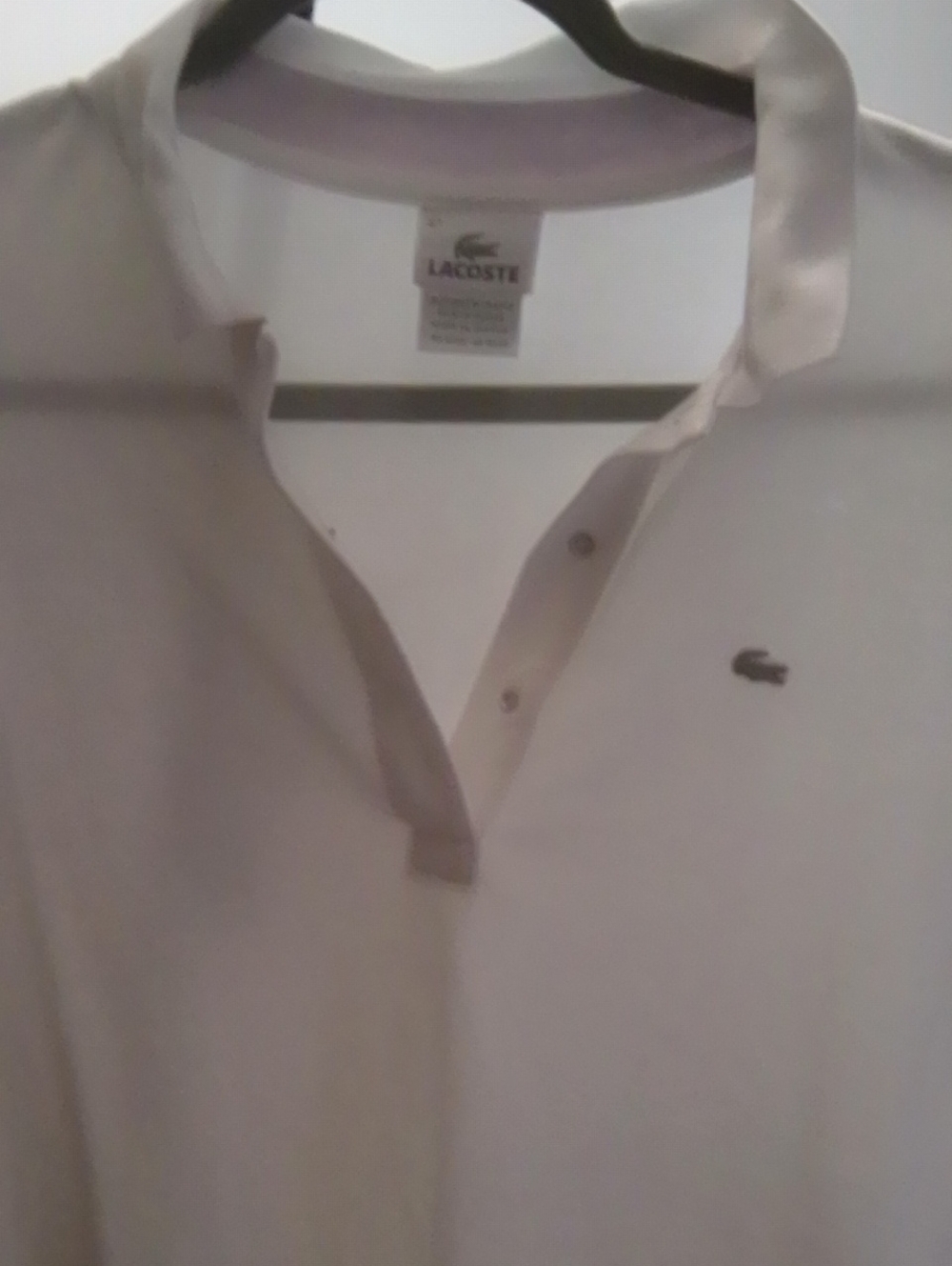 Lacoste White Short Sleeve Polo with Embroidered Crocodile